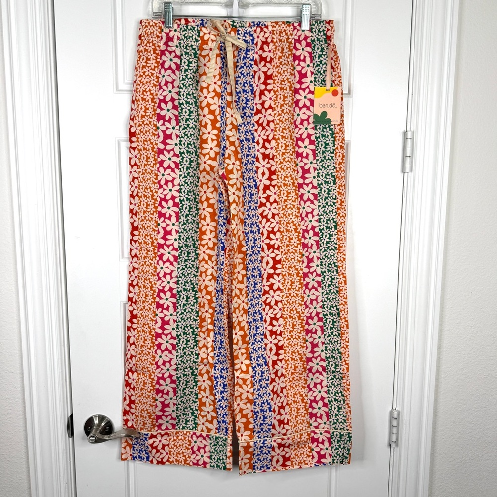 BANDO Floral Print Leisure Pajama Lounge Pants NEW Size XL Daisies Rainbow